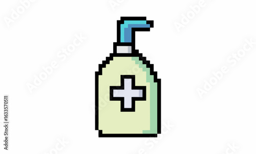 hand sanitizer gel pump dispenser cartoon pixel illustration