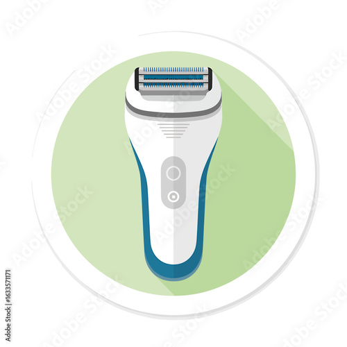 Modern Electric Razor Design for Personal Grooming and Hygiene with Innovative Shaving Technology and Sleek White and Blue Aesthetics