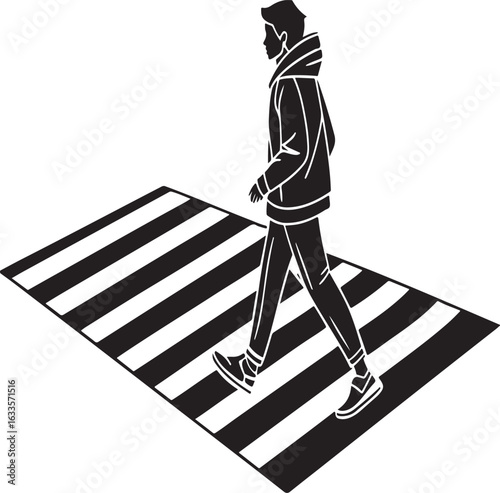 Person crossing a zebra crossing crosswalk pedestrian