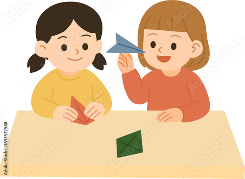 kids playing with a paper