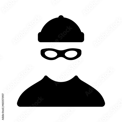 Thief profile icon. Bandit symbol isolated on white background.