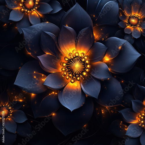 abstract flower background, 3D_abstract_floral_decoration_layered