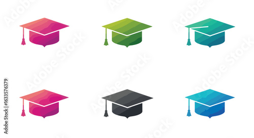 Graduation caps gradient icons