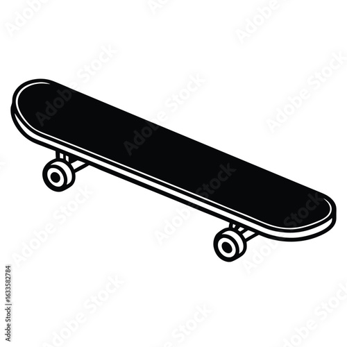 Black and White Skateboard Icon