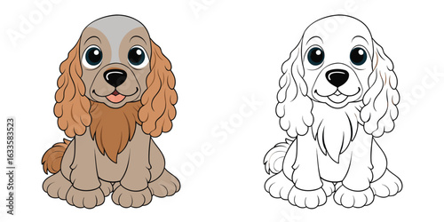 Cocker Spaniel dog with long floppy ears  sitting calmly