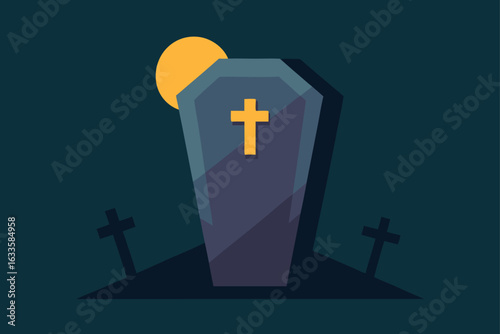 Coffin Glowing in Graveyard
