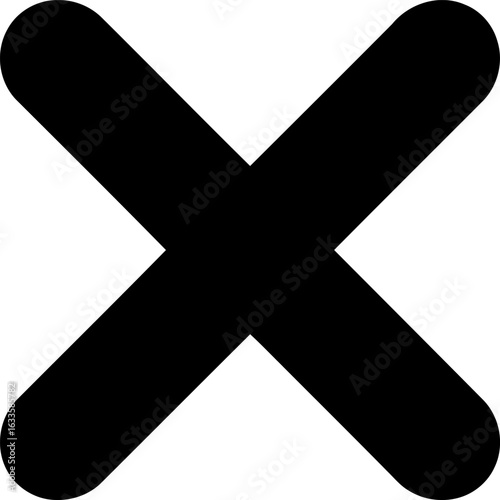 Bold Black Cross Symbolizing Rejection Cancellation or a Simple Marking An Abstract Representation of an X with Rounded Edges