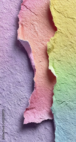 Textured paper with vibrant rainbow gradient torn edges