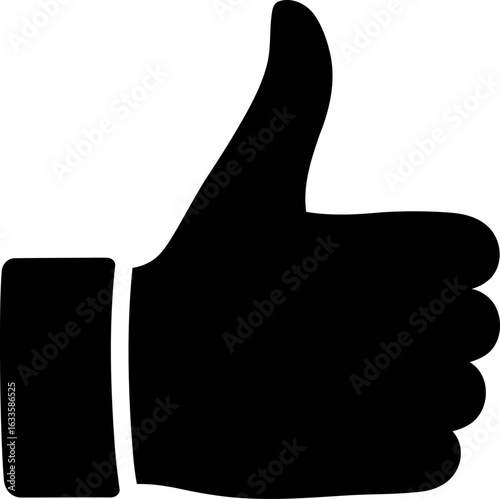 A Silhouette of a Hand Gesture Displaying Approval, Agreement, or Positivity with a Raised Thumb in a Symbol of Like