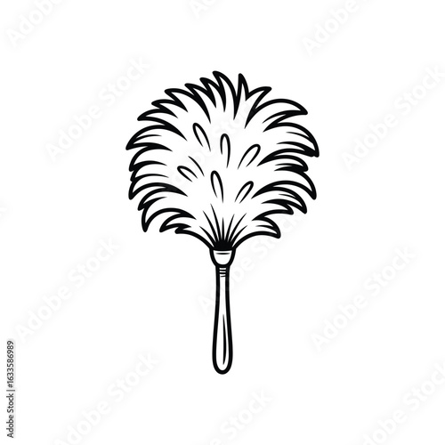 Hand drawn illustration of a feather duster for cleaning