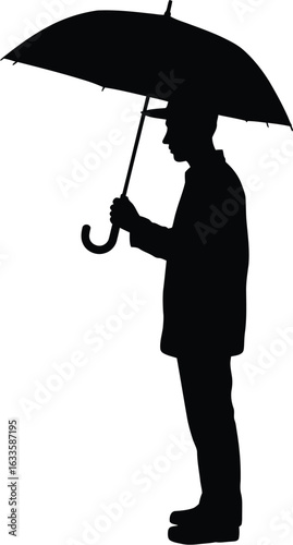 Man holding umbrella silhouette black