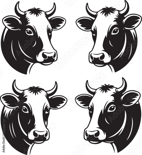 Cow Silhouette Vector | Farm Animal Clipart  Dairy Cow Silhouette | Rustic Farm Design  Standing Cow Silhouette | Livestock Animal Art