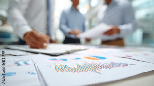 Finance team reviewing annual report