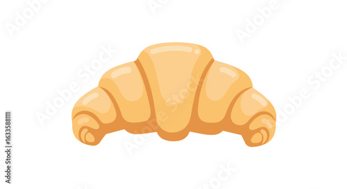 Cartoon image of a tan crescent roll pastry on a white background