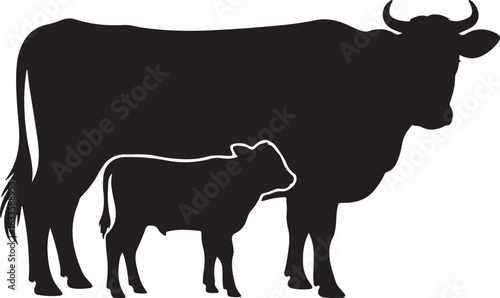 Cow Silhouette Vector | Farm Animal Clipart  Dairy Cow Silhouette | Rustic Farm Design  Standing Cow Silhouette | Livestock Animal Art