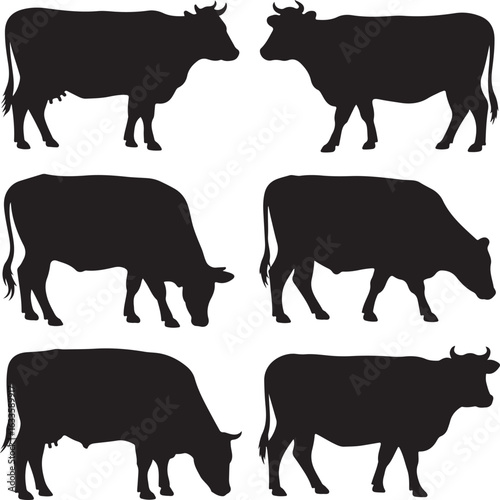 Cow Silhouette Vector | Farm Animal Clipart  Dairy Cow Silhouette | Rustic Farm Design  Standing Cow Silhouette | Livestock Animal Art