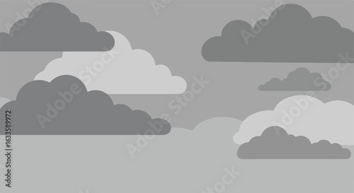 Stylized clouds in gray tones floating in the sky