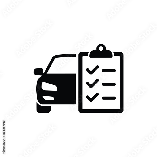 Car inspection checklist icon with checkmarks and car silhouette