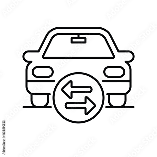 Car with exchange arrows icon symbolizing trade or swap