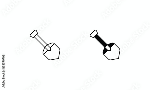Shovel icons set Line and Glyph black vector icon stock illustration