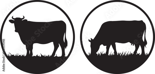Cow Silhouette Vector | Farm Animal Clipart  Dairy Cow Silhouette | Rustic Farm Design  Standing Cow Silhouette | Livestock Animal Art
