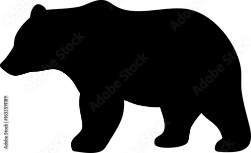 Stylized silhouette of a grizzly bear in black vector icon style