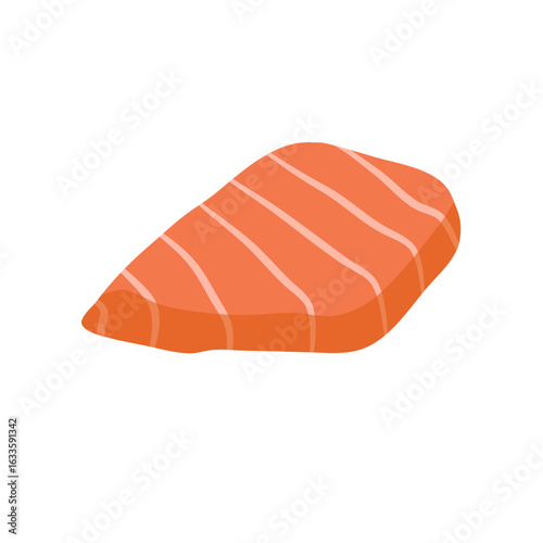 Beef or pork meat. Salmon, tuna or sushi structure.flat illustration.