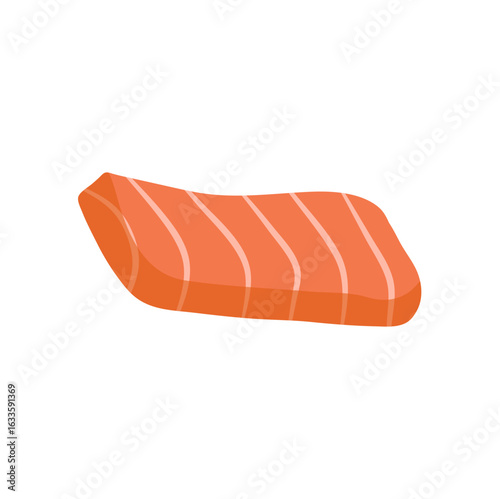 Beef or pork meat. Salmon, tuna or sushi structure.flat illustration.