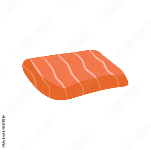 Beef or pork meat. Salmon, tuna or sushi structure.flat illustration.