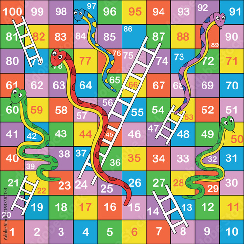 Ladder snakes game,Funny frame for children.Vector illustrations.