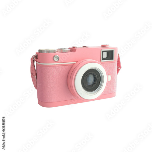 Pink camera isolated on white background
