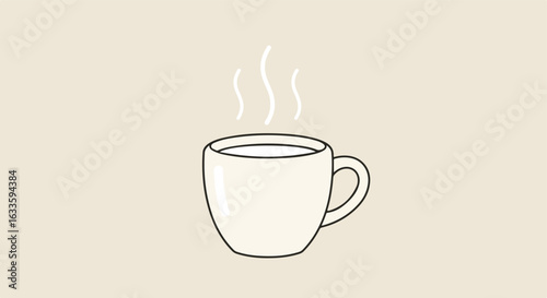 Cup with hot beverage emits steam
