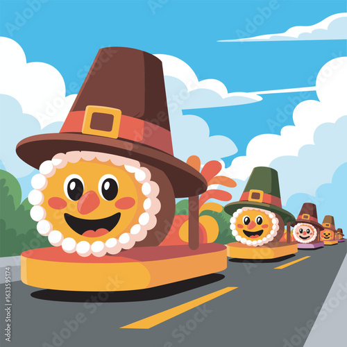 pilgrim characters driving on road clip art preview