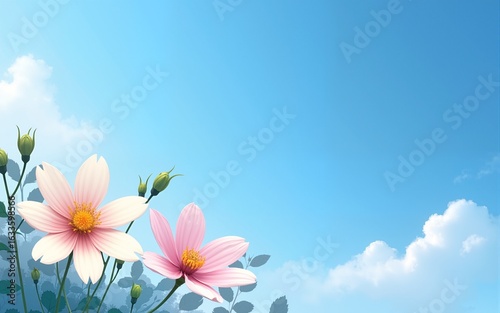 Blue sky Republic of Korea Taegeukgi and Mugunghwa flower and Samiljeol and Liberation Day, Constitution Day and Hangeul Day and Memorial Day Korean national holidays background. High quality