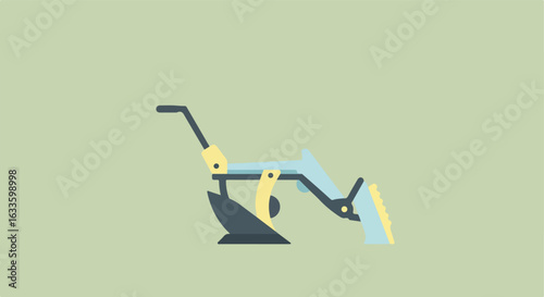 Isolated light-green backdrop with stylized agricultural farm equipment