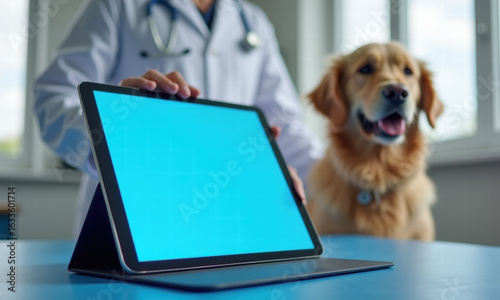 Veterinarian with Tablet and Dog