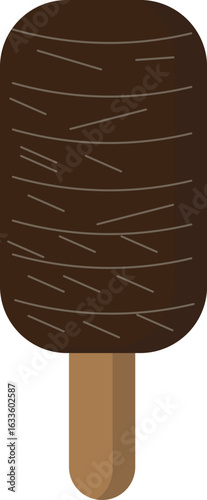 Chocolate ice cream bar with drizzled texture