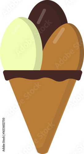 Triple scoop ice cream cone