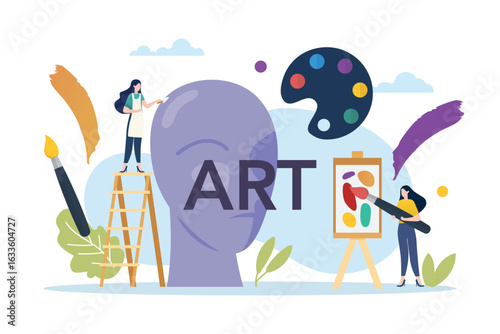Art class in school with art elements