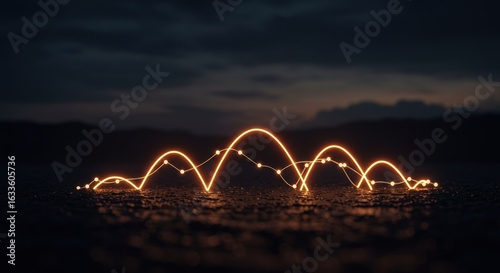 Glowing sine wave animation over dark terrain evoking a sense of digital energy