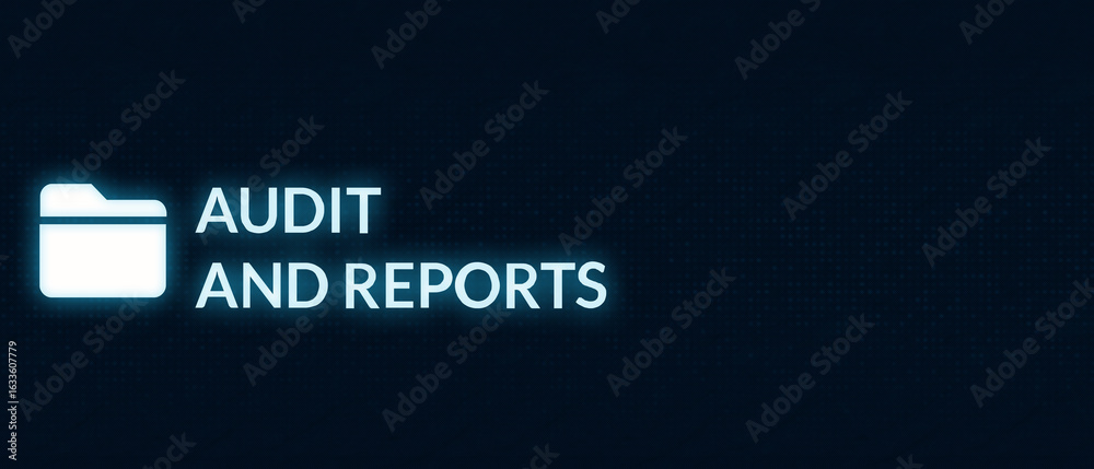 Naklejka premium Illuminated Oversight Navigating Digital Audits and Reports