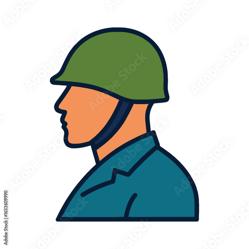 Veteran Soldier Profile Color Illustration

