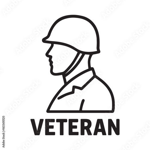 Veteran Soldier Profile Line Art Illustration


