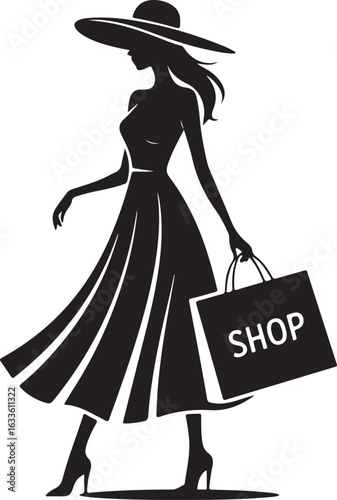 Shopping gril Silhouette Vector