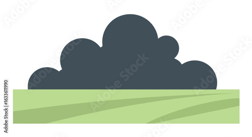 Stylized landscape with a dark cloud over a field
