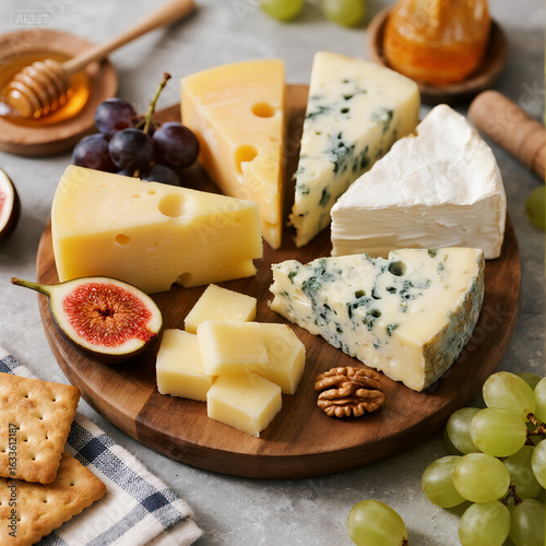 Gourmet Cheese Platter with Fruit and Nuts