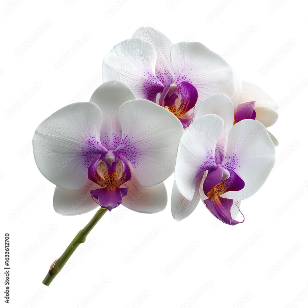 Fototapeta premium White orchid with pink and purple accents isolated on transparent background