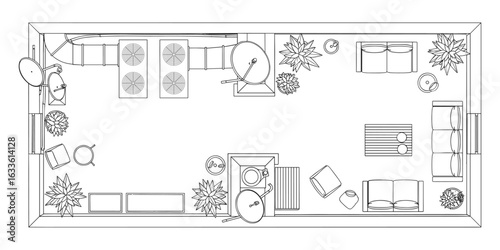 Detailed architectural floor plan schematic rendering of a modern residential dwelling