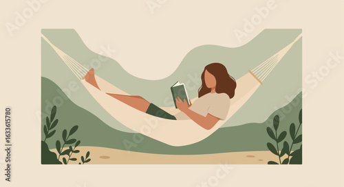 Faceless woman reading book in hammock
