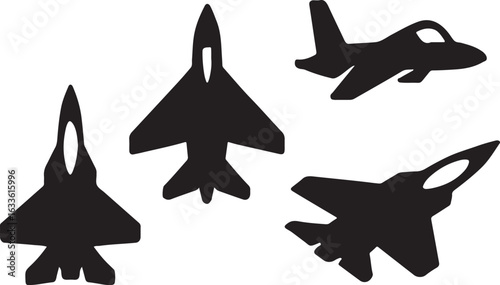 Black vector silhouettes of flying airplanes are a great symbol for travel and aviation design